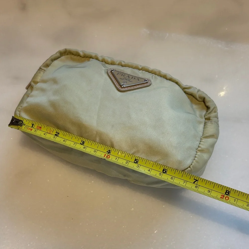 Prada Olive Nylon Triangular Logo Pouch